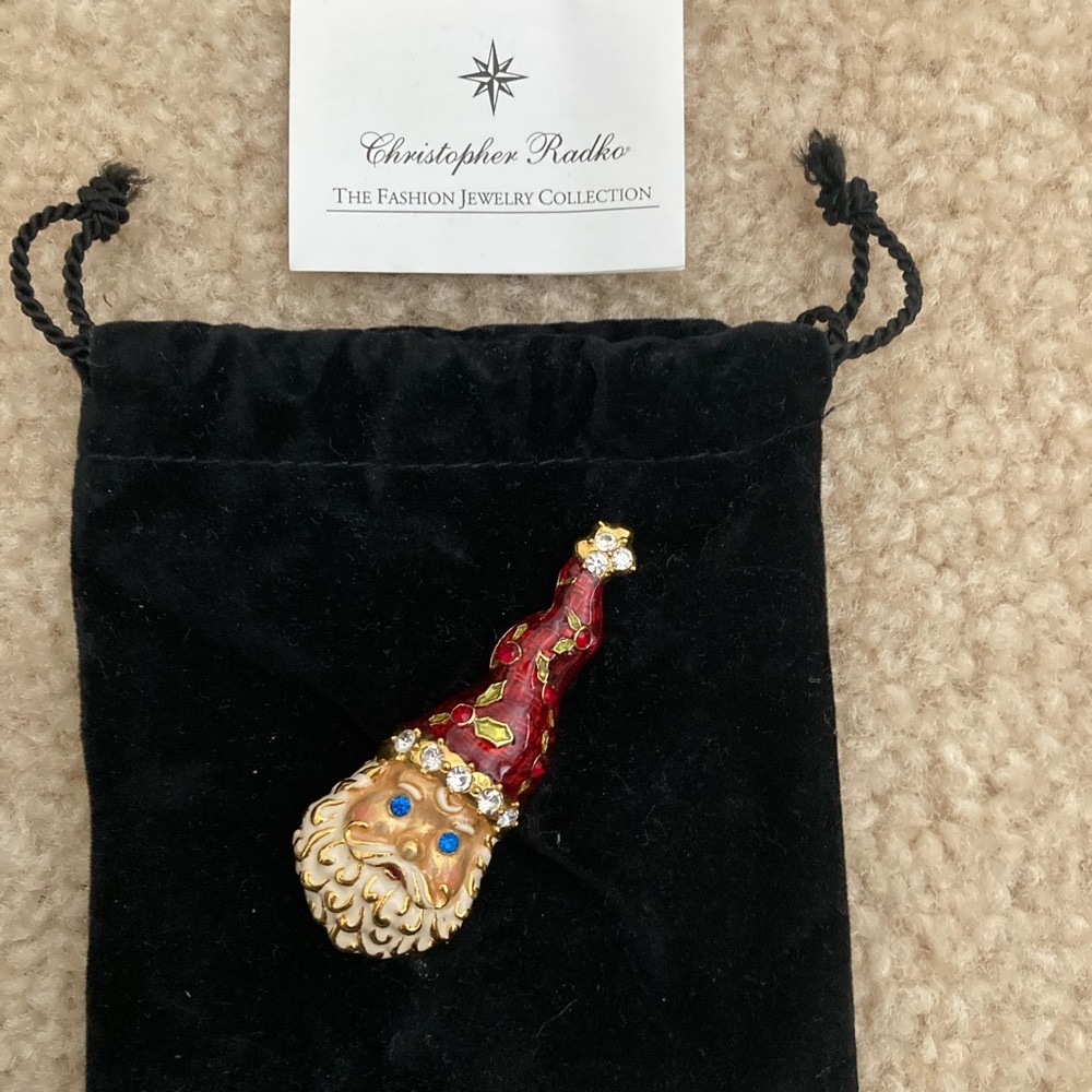 Christopher Radko enamel Santa brooch